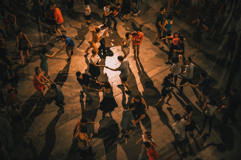 Adult dance class in session